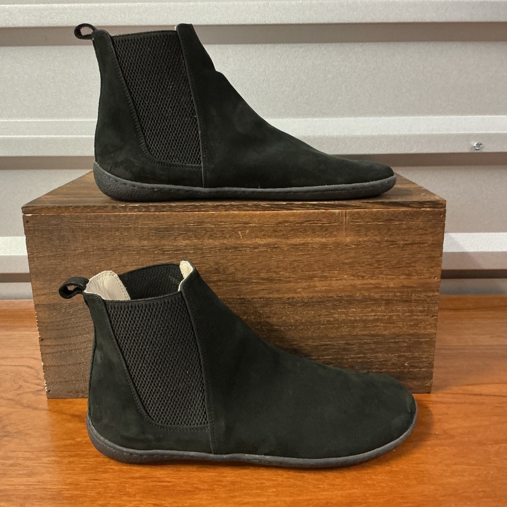 Aintap Women Black Suede Barefoot Minimalist Chelsea Ankle Boot Size 38EU 7US